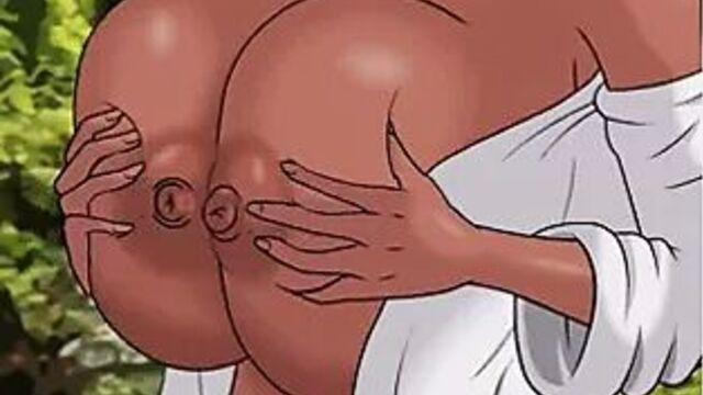 Хентай секс-игра с большими сиськами в лесу