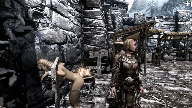 Skyrim, злодейку Elenwen трахнули, выпороли, часть 1