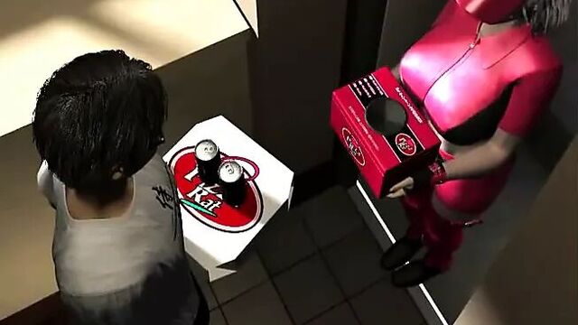 Грудастая доставщица пиццы