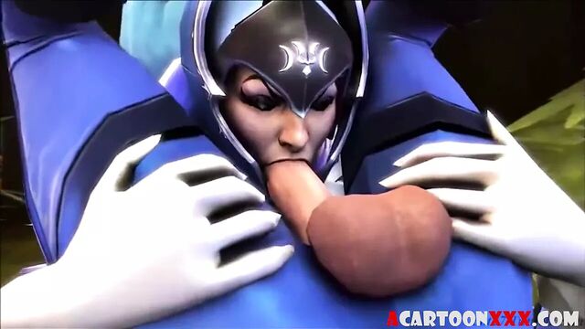 Lara Croft самостоятельно сосет и занимается 3D футанари-сексом