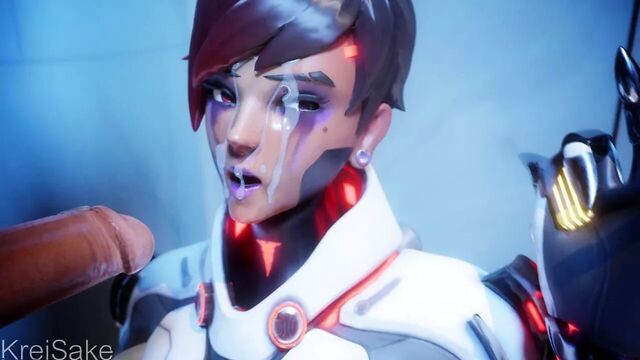 Overwatch Sombra делает минет с камшотом на лицо
