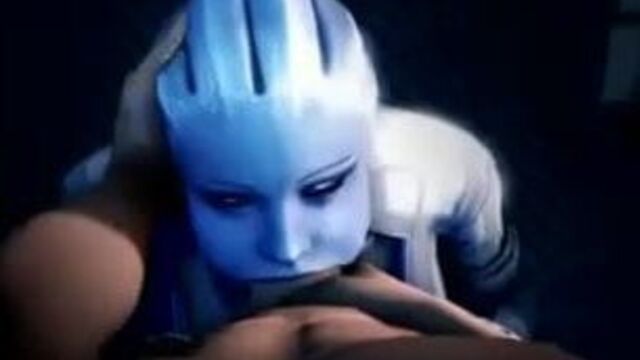 Mass Effect Liara делает минет с глубокой глоткой