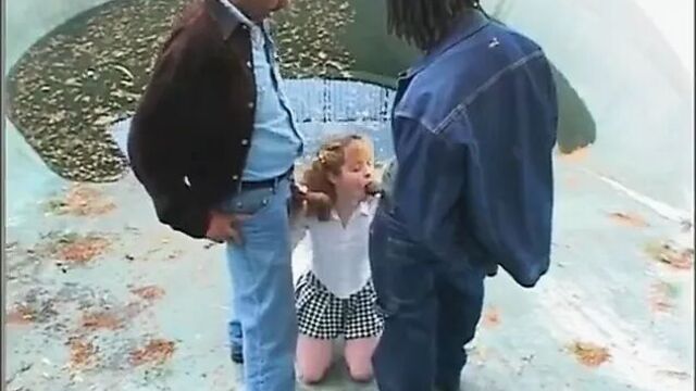 SR Cute Little Molly Serves Two Black Cocks Well !