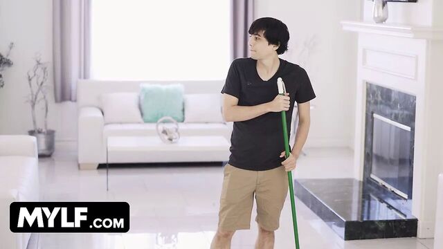 Lucky Stud Helps Horny Big Titted Milf With Some House Work