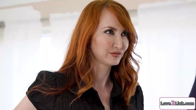 Busty milf boss dominates her petite employee and rims her