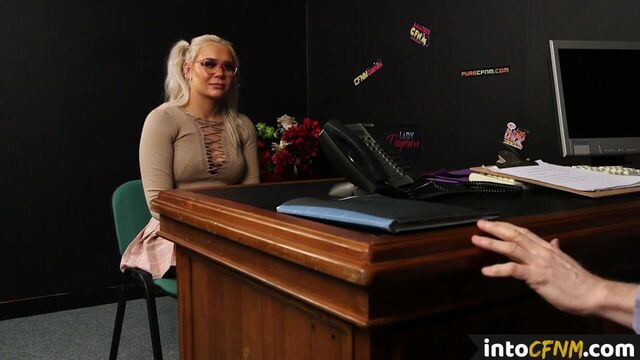 Pigtailed CFNM babe deepthroats hard shlong