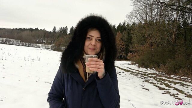 German Teen Bitch talk to Risky Public POV Blowjob by Stranger