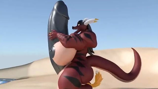Renamon Futanari и фута-драконесса - инфляция и рост спермы
