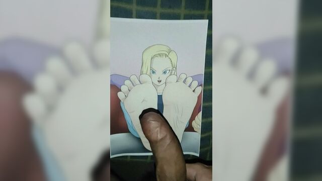 Трибьют спермы для ступней Android 18 (Dragon Ball Z)