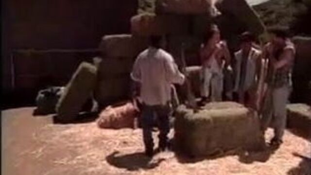 Гэнгбэнг возле конюшни, большой черный член