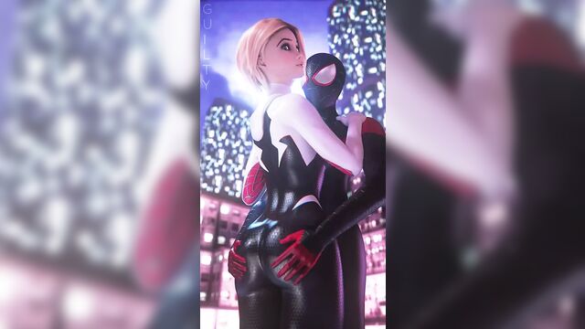 Gwen-паука отшлепал человек-паук