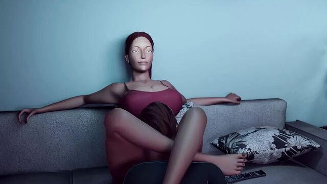 Милфа использует рот мужика во время просмотра порно (фута на мужчине)