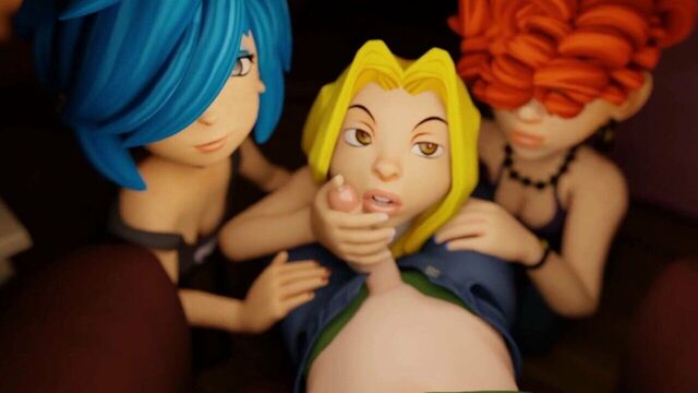 Тройной минет и дрочка - 3D в видео от первого лица