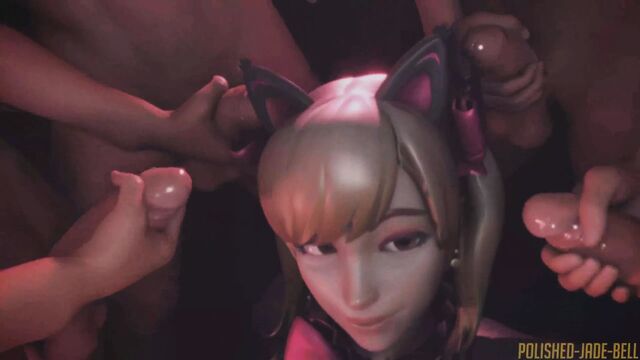 Черная кошка d.va буккаке (анимация со звуком)