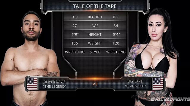 Обнаженный бой, Lily Lane борется с Oliver Davis и трахается