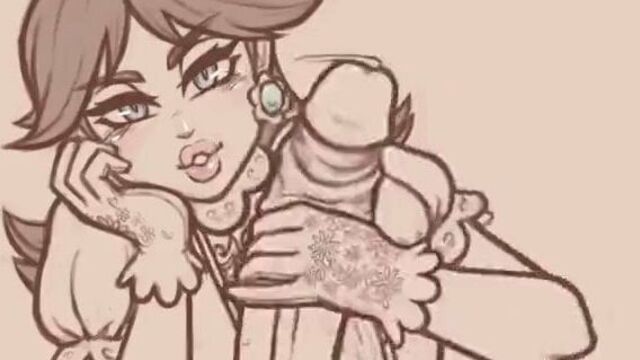 Princess Daisy дрочит огромный член!