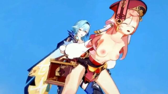 Трах мужского пола, 3D-хентай, Futa Eula, фейпинг-трах с yanfei