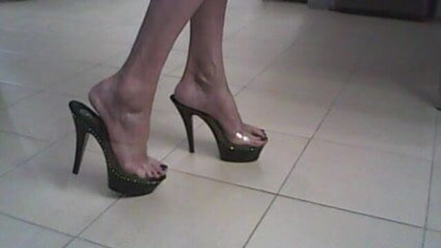 Shynthiah на каблуках, прозрачные мюли